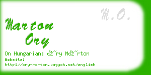 marton ory business card